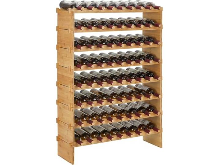 GarveeHome Weinregal Wein Regal Bambus Stapelbar Flaschenregal Flaschenständer AA-Qualität Ohne Schrauben, Platzsparend Für Keller, Bar, Küche & Esszimmer (8T-72 Flasche)