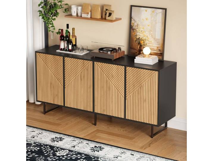 MIVRAY Buffet et Enfilade avec 4 Portes et 8 Compartiments pour Salon en Panneaux de Particules 160×40×75 cm