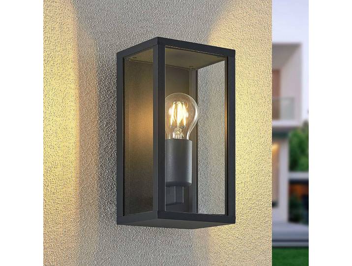 Außenwandleuchte Peldar Lindby, dimmbar, schwarz, Aluminium, Modern, Wandlampe