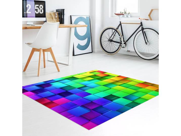 Tapis en vinyle Dés 3D 120 x 120cm Multicolore