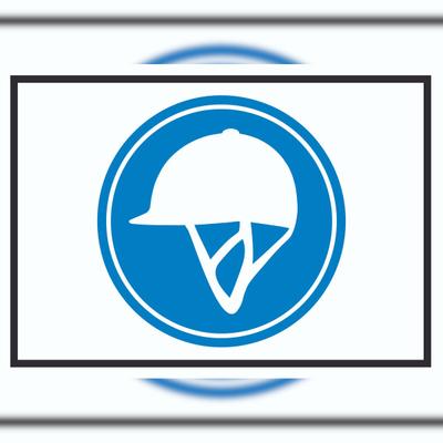 HB-Druck Reiten nur mit Helm Symbol Schild A3 (297x420mm)