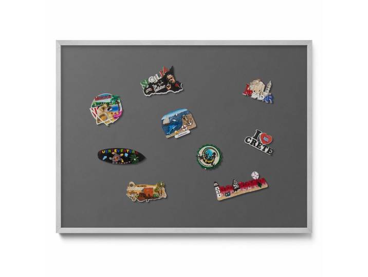 MAGNETTAFEL 80x60 cm silberner Rahmen – Olivfarben