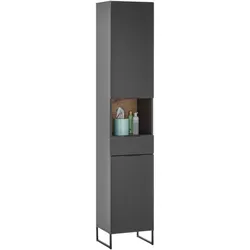 moebel-dich-auf Badezimmer Hochschrank Badmöbel ASPEN schwarz matt