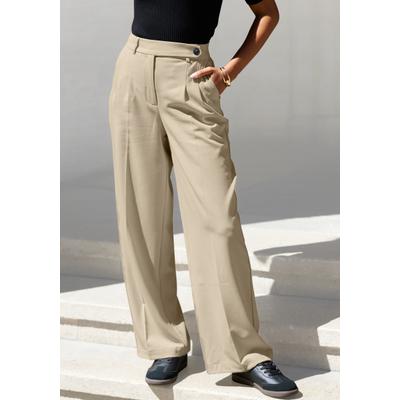 LASCANA "mit weitem Bein aus weicher und leichter Webware" Sommerhose im Business-Look, elegante Anzughose mit Taschen