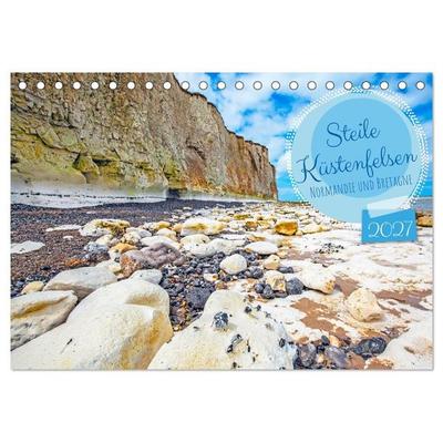 Steile Küstenfelsen, Normandie und Bretagne (Tischkalender 2027 DIN A5 quer), CALVENDO Monatskalender