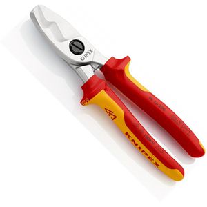 Knipex Kabelschere 95 16 200, bis 70 mm², VDE-geprüft, mit Doppelschneide & isolierten Mehrkomponentengriffen, 200 mm