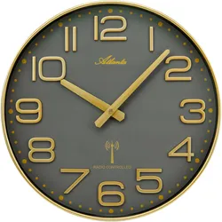 Atlanta 4539/9 Funk-Wanduhr Goldfarben/Grau