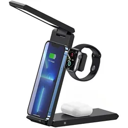 Usams Ład. indukcyjna z lampą 3w1 15W czarny/black CD181WXC01 (US-CD181) (15 W), Wireless Charger, Schwarz