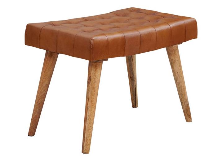 Hocker 67 x 39 cm Leder Braun