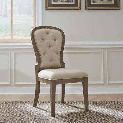 Liberty Furniture Americana Farmhouse Upholstered Dining Chairs Set of 2 Tufted