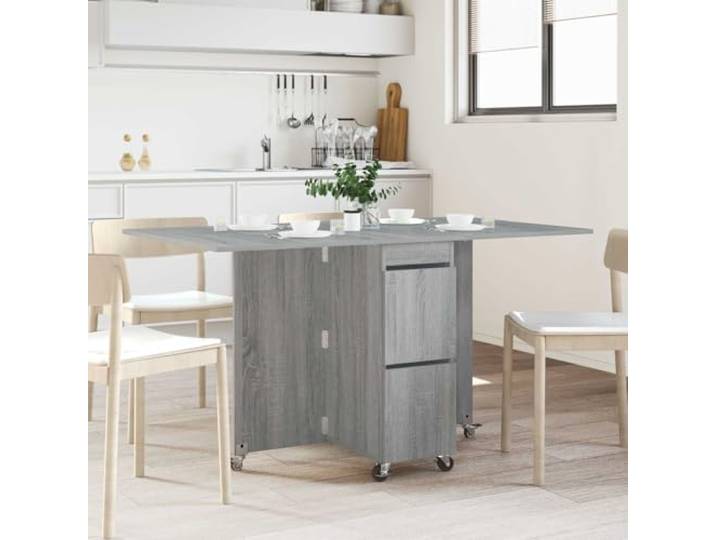 Esstisch 140 x 80 x 77 cm Holzwerkstoff Grau Sonoma Ausziehbarer Mechanismus,integrierter Stauraum,-Kipp-Design,wasserfeste Oberfläche,minimalistisches Design