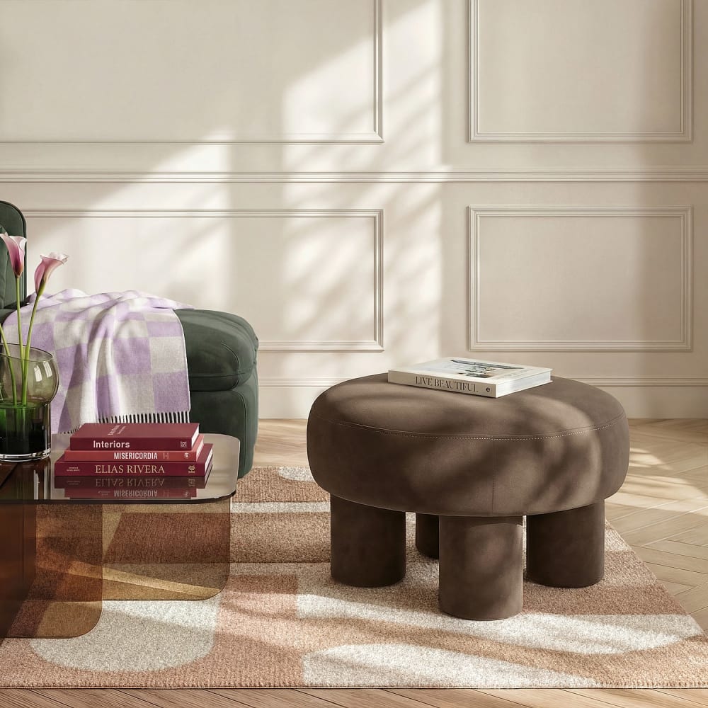 Habitat Grand pouf en tissu velours - brun Marron 60x41x60cm