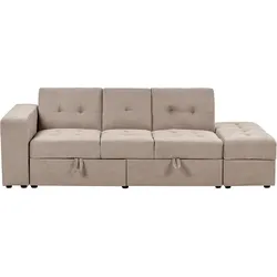 SCHLAFSOFA 3-Sitzer Stoff Hellbraun mit Stauraum Falster
