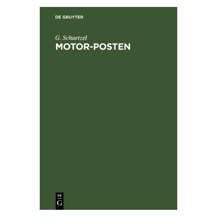 De Gruyter Schaetzel:Motor-Posten (67828281)