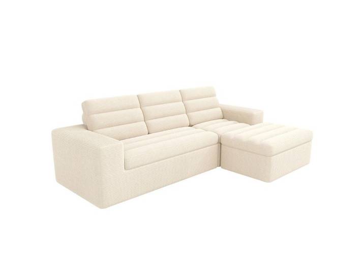 Canapé nuage modulaire d'angle en L beige velours côtelé sans cadre librement combinables sans assemblage canapé confortable