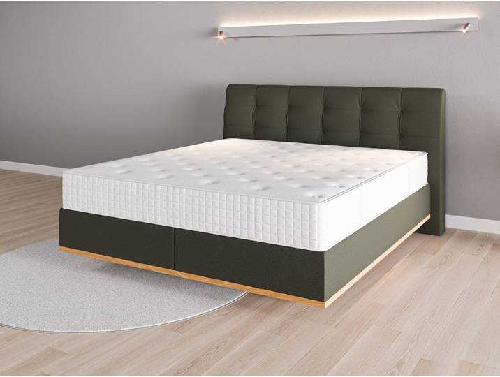 Boxspringbett 180x200 Nr. 2 - Grün (Waldgrün) - Softwolle