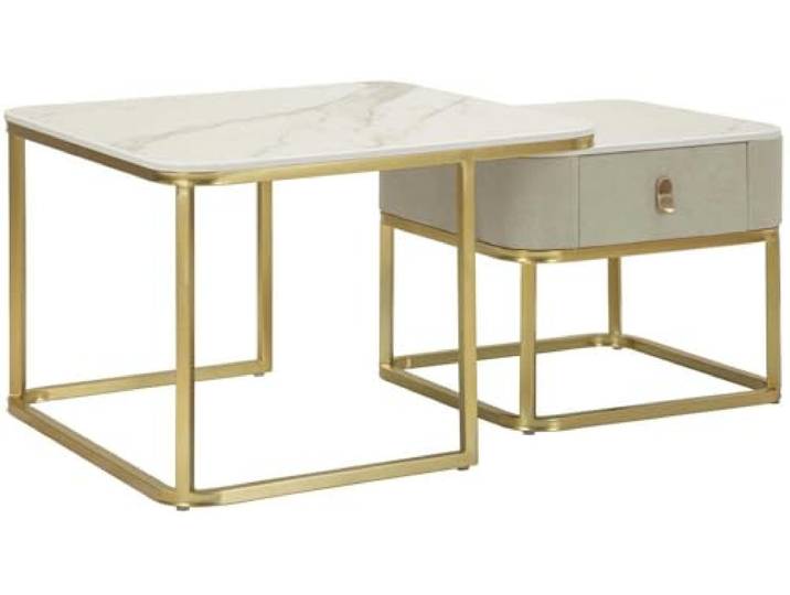 mauro ferretti Beautry Set mit 2 Beistelltischen aus MDF und Metall