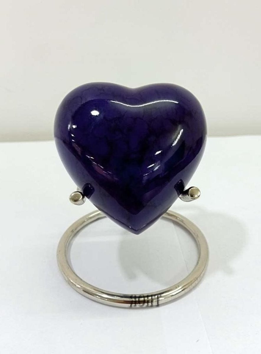 Handgemaakte Mini Hart Urn voor herdenking thuis - Paars - 3x3 inch