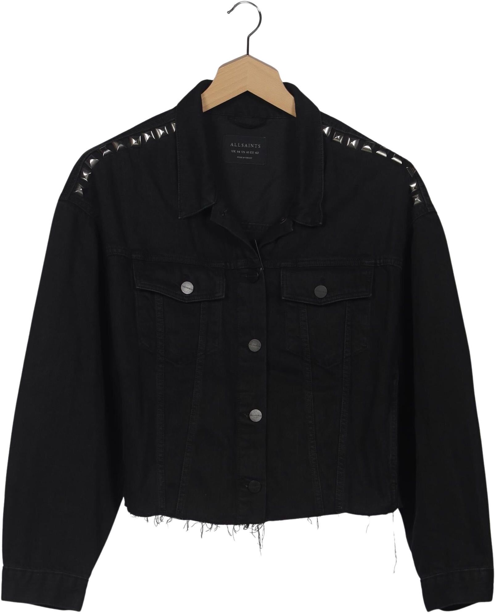 All Saints Damen Jacke, Schwarz, Gr. EU 42, Lyocell / Baumwolle - Second Hand