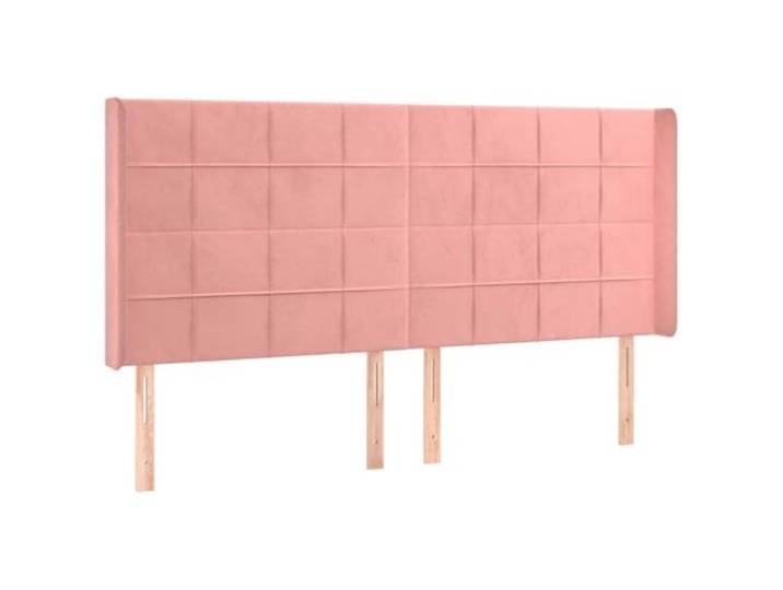 Makastle Kopfteil mit Ohren Rosa 183x16x118 cm Samt Höhenverstellbar