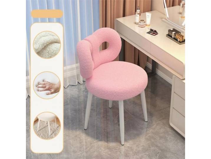 B.LIVEM Chaise de Coiffeuse avec Dossier Tabouret de Coiffeuse Chaise Salle à Manger Tabouret de Chambre ou Bureau Rose