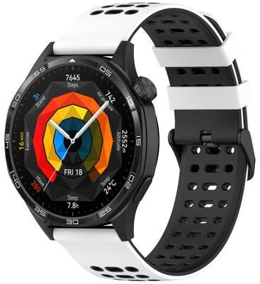 Everyday Crate Huawei Watch 22mm Band Two Tone Silicone Watch Strap With Quick Release Design white+black
