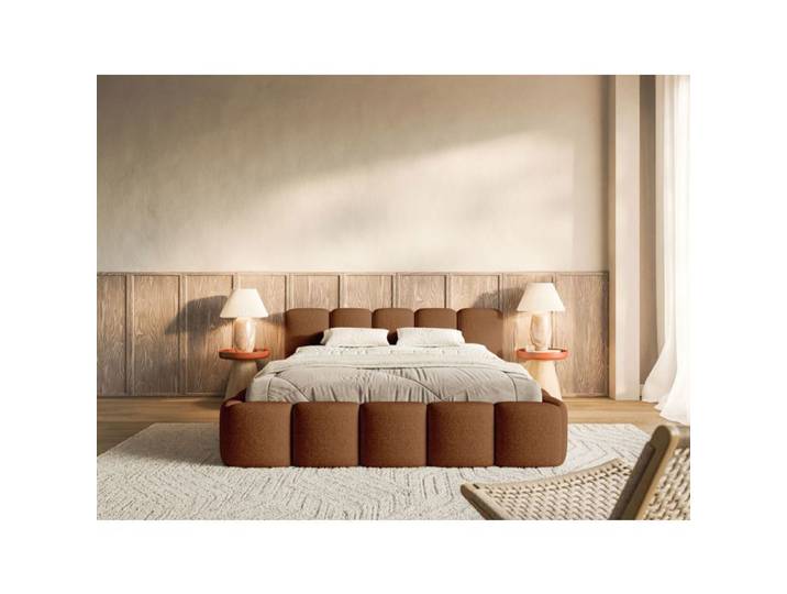 Lit rembourré 120x200 – CLOUDY LOW – Chenille Cuivre