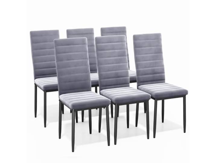 Bealife Esszimmerstuhl 6er-Set, Esszimmerstühle für Küche und Esszimmer, gepolsterte Samtstühle mit hoher Rückenlehne, modern (Hellgrauer Samt, 6er Set)