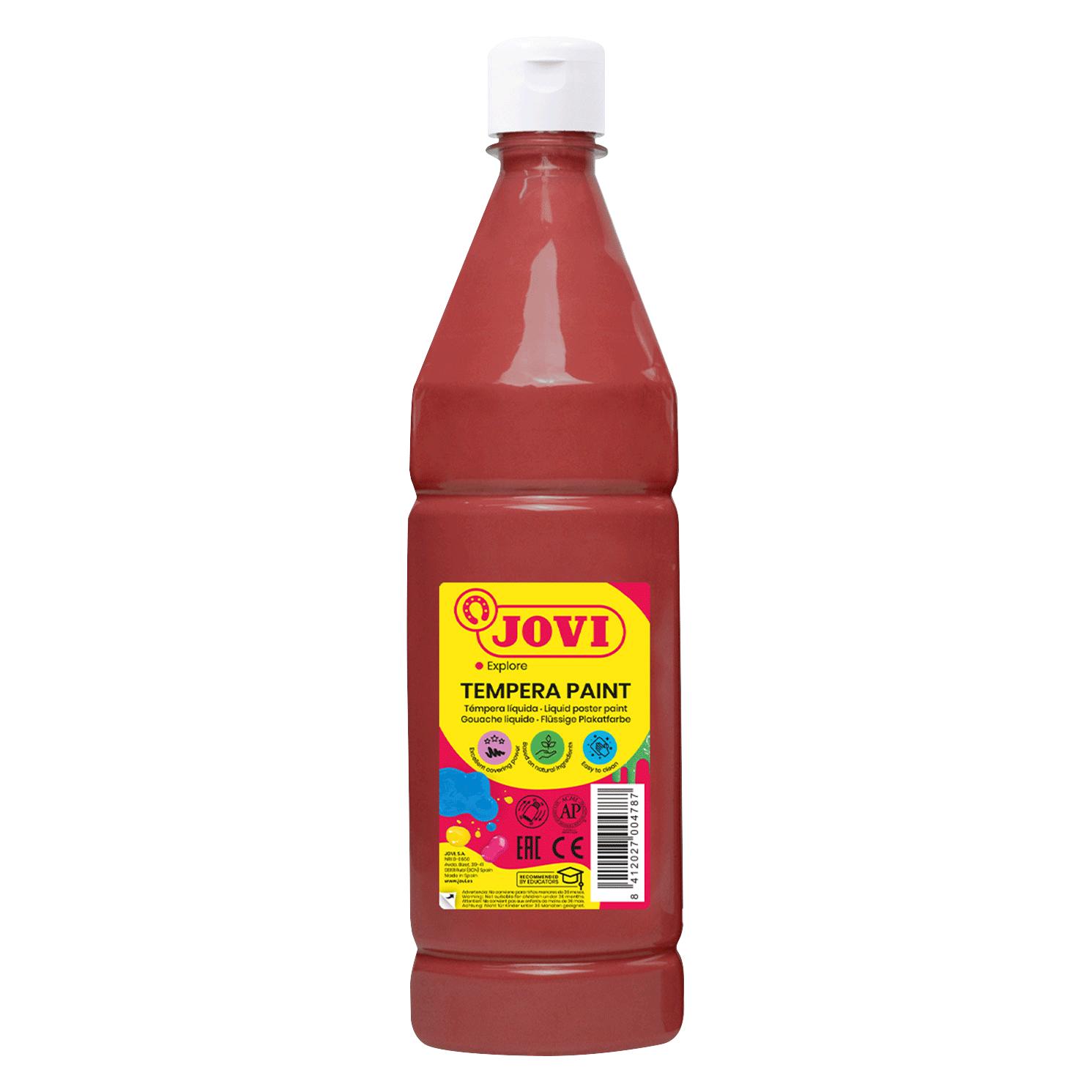 Jovi Temperafarbe, -farbkasten, Flüssige PLakatfarbe, Tempera Paint, braun (1000 ml) (51112-JV)