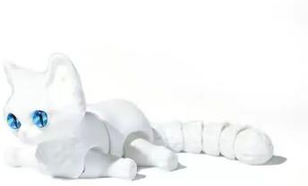 Inspire Essentials 3D Printed Articulated Cat Toy Glow In The Dark Fidget Cat Figure white