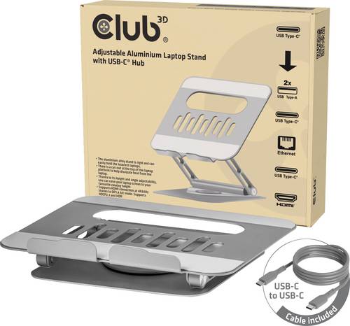 Club3D Laptopständer mit USB-C HUB 100W Notebook-Ständer