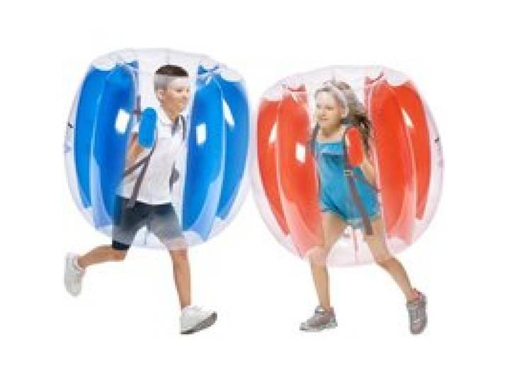 VEVOR Bulle Gonflable de 0,9 m de Diamètre 2PCs, Balle Pare Chocs à Bulles en PVC pour Hamster Humain 0,3 mm d'Épaisseur pour Enfants et Adolescents, Jeux en Plein Air Jouets Pare-chocs Rouge et Bleu
