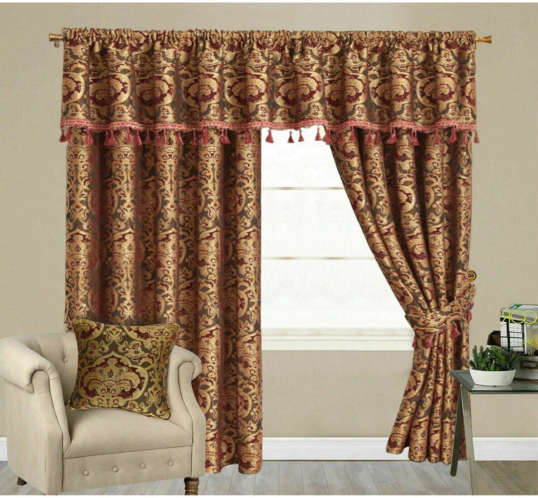 Astoria Grand Mckellar Chenille Blackout Curtain Pair Burgundy 228 W x 228 D cm