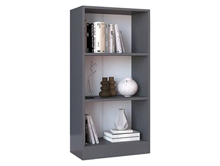 VCM Standregal Anthrazit 56x30x114 cm 3 Fächer Holzwerkstoff Bücherregal Ordnung für Bücher und Ordner - Flur oder Wohnzimmer - Vielleser - Für mehr Ordnung im Alltag - Praktisches Stauraumwunder