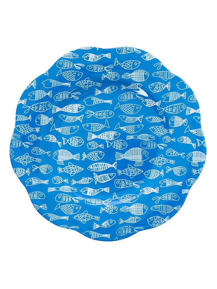 Overbeck and Friends Speiseteller "Crazy Fish" in Blau - Ø 26 cm - onesize