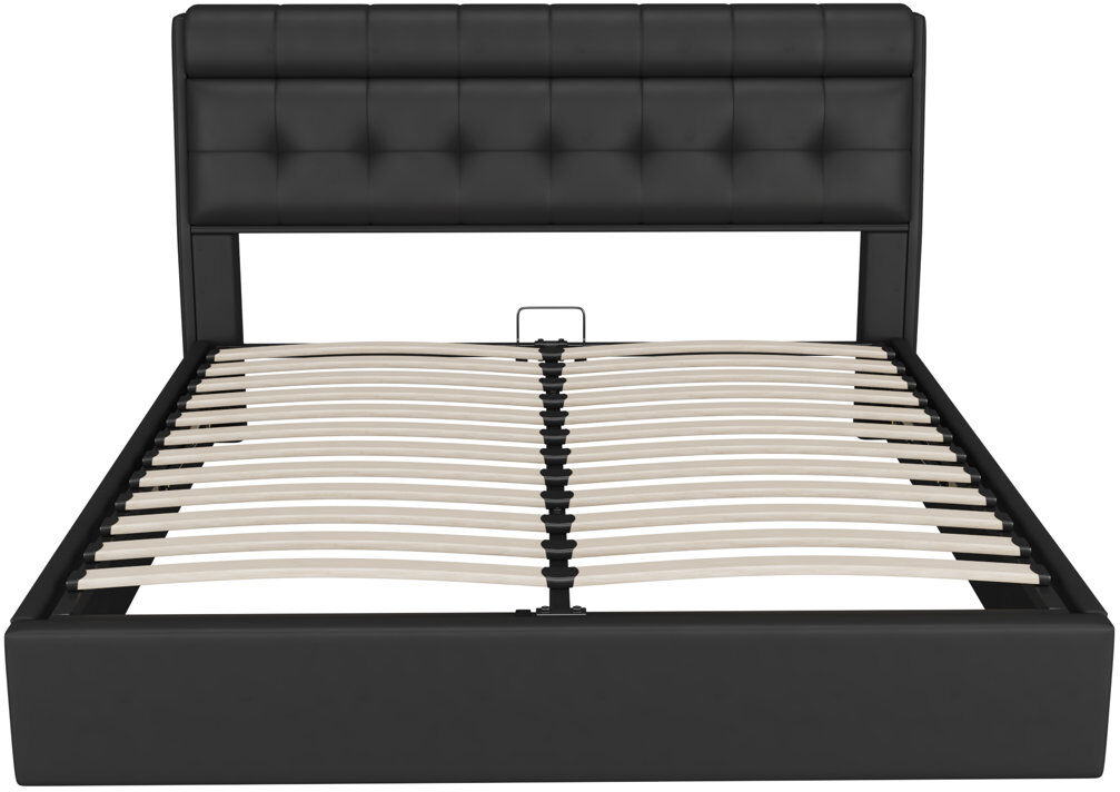 Rio Angelka Upholstered Ottoman Storage Bed Black UK King - DE 150 x 200 cm