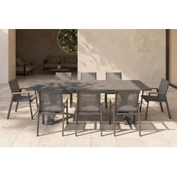 HARTMAN Garten-Essgruppe, Exklusivmodell Xanadu / Aruba Set, xerix/anthrazit, Alu/Glaskeramik, 8 Stapelsessel, 220/280x100cm