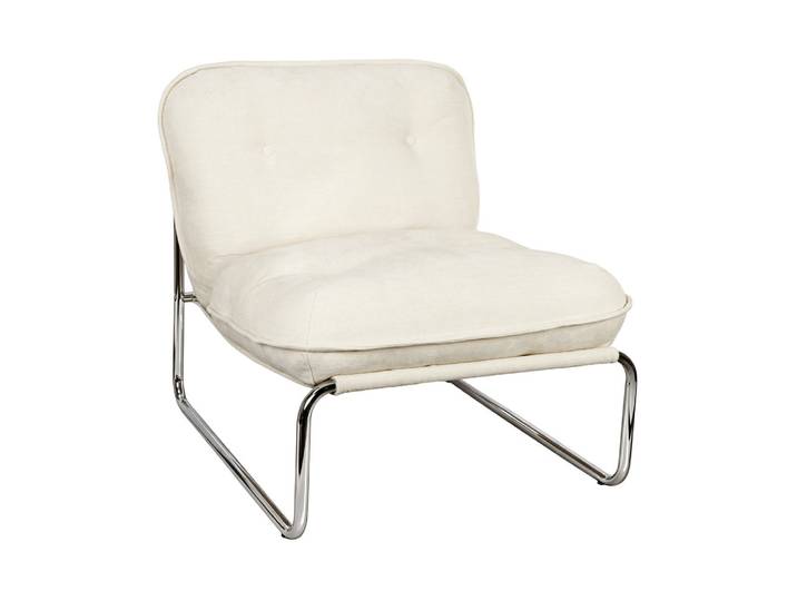 Fauteuil en tissu pieds chrome - ecru
