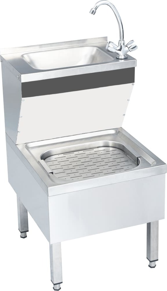 The Living Store Gastro-Handwaschbecken mit Wasserhahn Freistehend Edelstahl