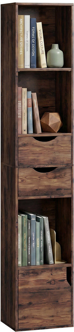 17 Stories HOMCOM Bookcase with Drawers 3-Tier Adjustable Shelf 158 cm Brown 158cm H X 30cm W X 24cm D
