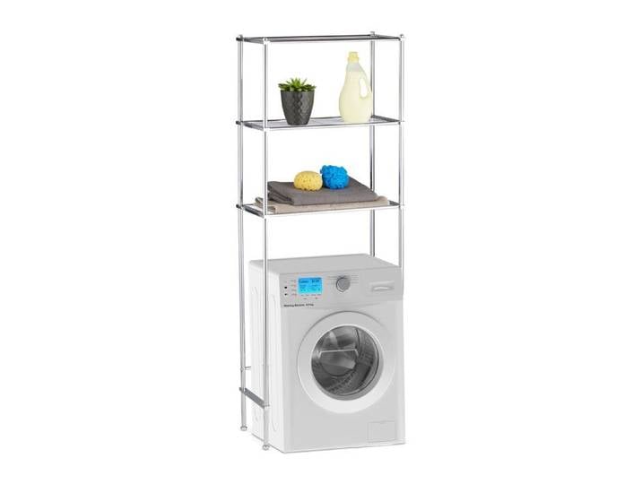 Relaxdays Etagère machine à laver Etagère WC 3 étages armoire de machine à laver chrome HLP 162 x 63 x 30 argenté