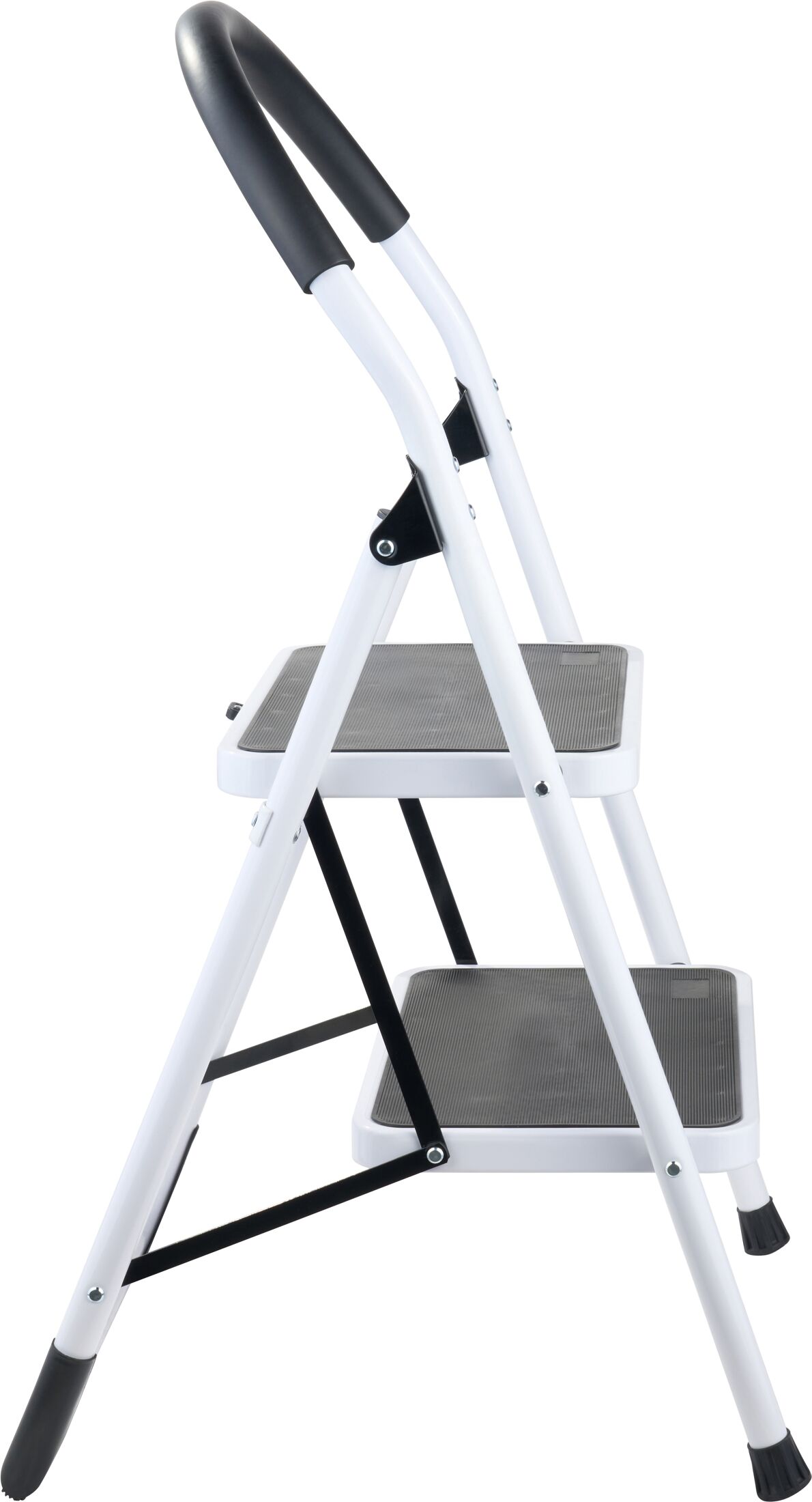 SPRINTIS Escabeau pliant, 2 marches, acier, PP, blanc, noir