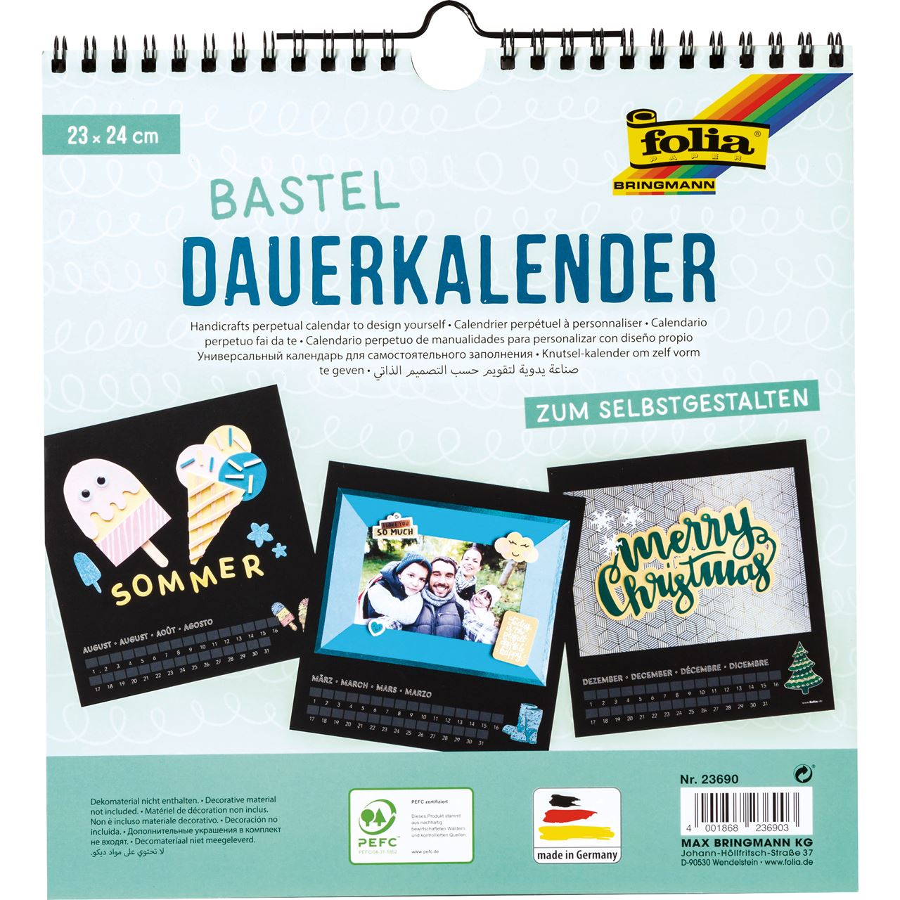folia Kalender zum Selbstgestalten 23,0 x 24,0 cm jahresunabhängig 23690