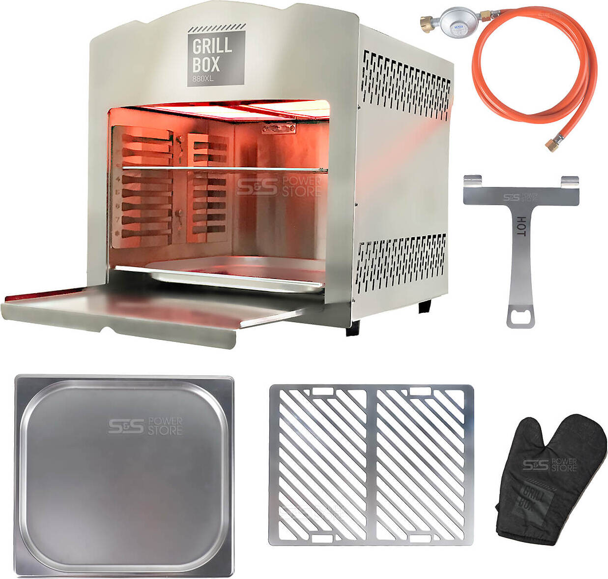 Matrix GrillBox 880XL Oberhitze-Grill 800 Grad Beef Maker Gasgrill Edelstahl Grill Steak