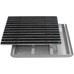 Emco Eingangsmatte DIPLOMAT + Bodenwanne 75mm Aluminium   75x50cm   Rips Anthrazit