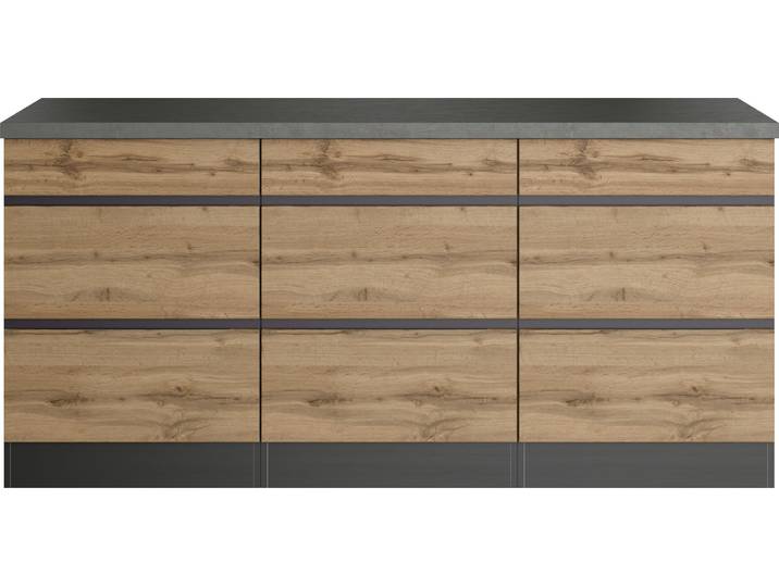 Unterschrank KOCHSTATION KS-Riesa , braun (wotaneiche), B:180cm H:86cm T:60cm, Holzwerkstoff, Schränke, Unterschrank, Breite 180 cm, MDF-Fronten