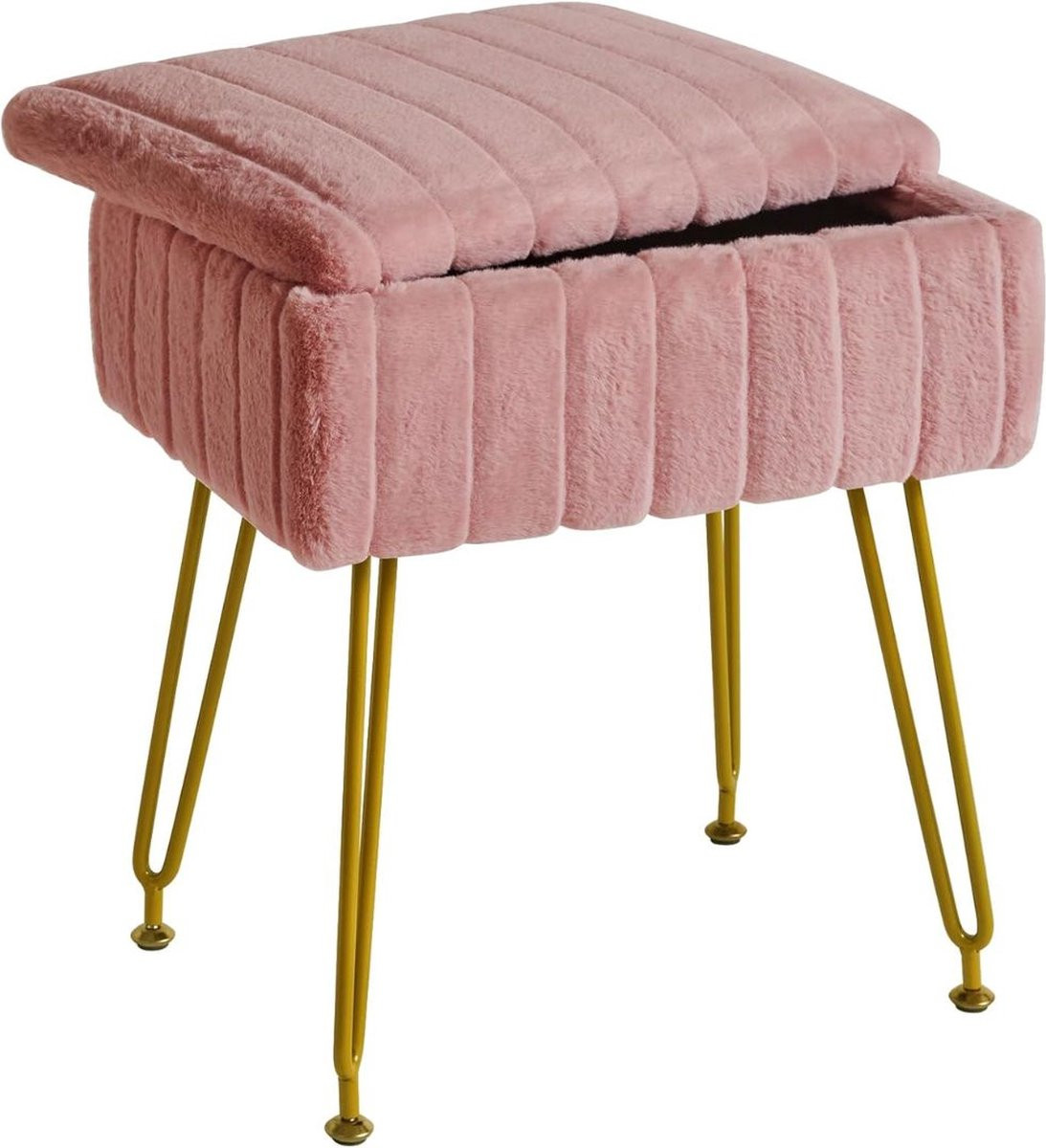 Roze fluwelen make-up stoel voor visagie en kaptafel