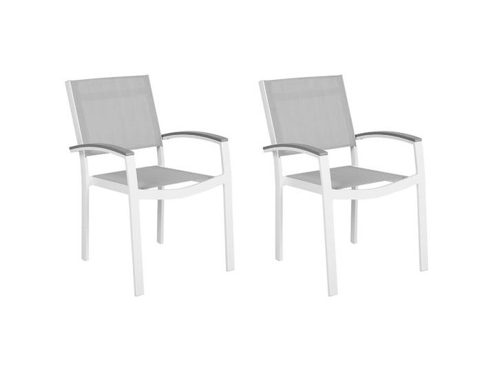 GARTENSTUHL 2er-Set Metall hellgrau Pereta