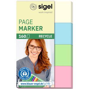 Sigel Haftmarker Page Marker, HN604, Recycle, Papier, beschriftbar, 4 x 40 Streifen farbsortiert