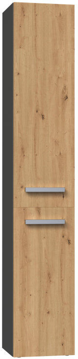 17 Stories Jagatraya Freestanding Linen Cabinet Anthracite/Artisan Oak 174cm H X 30cm W X 30cm D